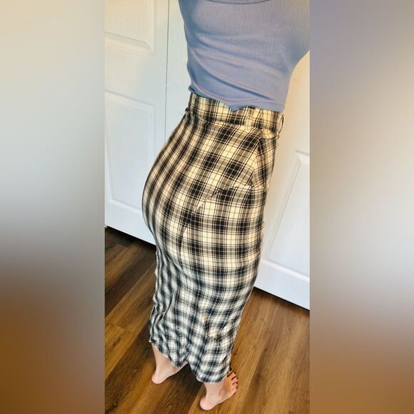 Vtg Gucci 90s runway plaid jodhpurs recycled into a snap button skirt size 30 - Picture 4 of 16